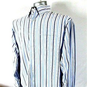 Tommy Hilfiger mens L WHITE BLUE STRIPED Shirt pm1
